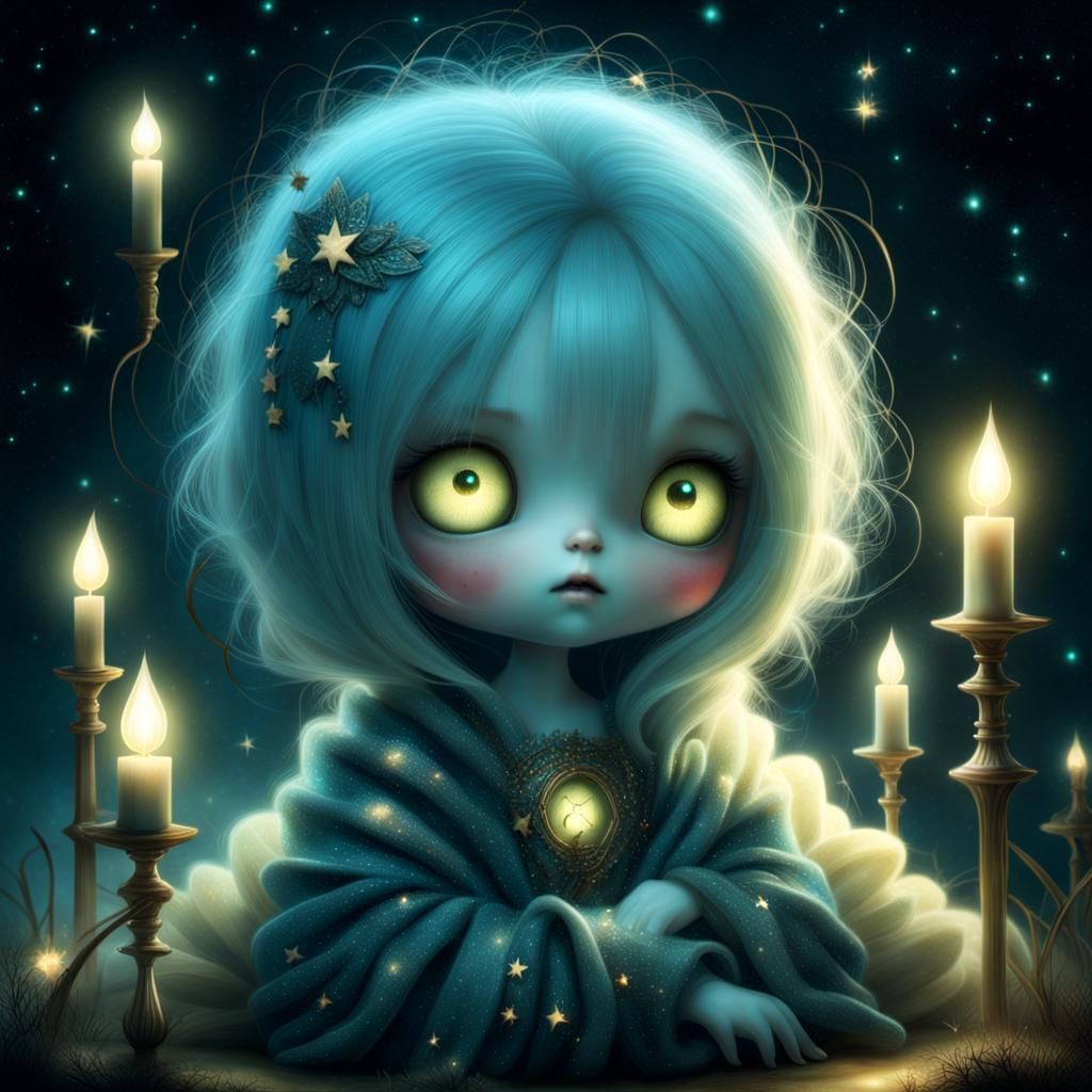 Creepy Cute Zombie with Bioluminescent Glow
