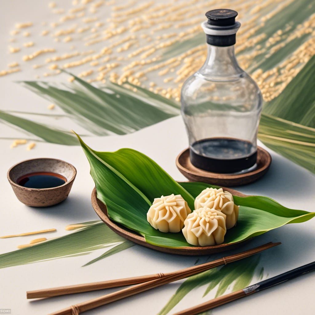 Rice Dumpling Leaf Landscape Painting in Hyperreal Style