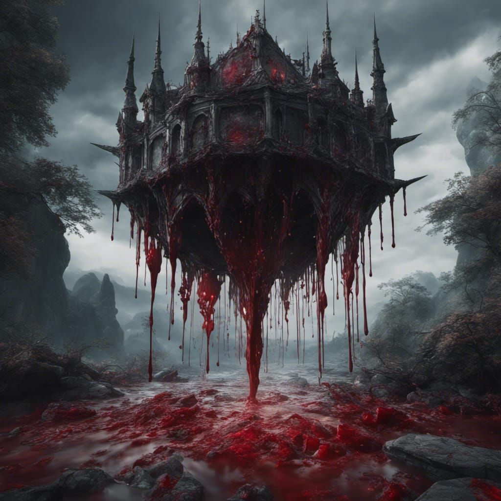 Gothic Figure Crying Blood Tears, Detailed Matte Painting