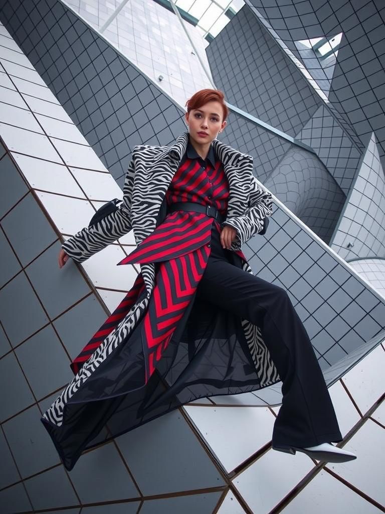 High Fashion Model in Geometric Outfit