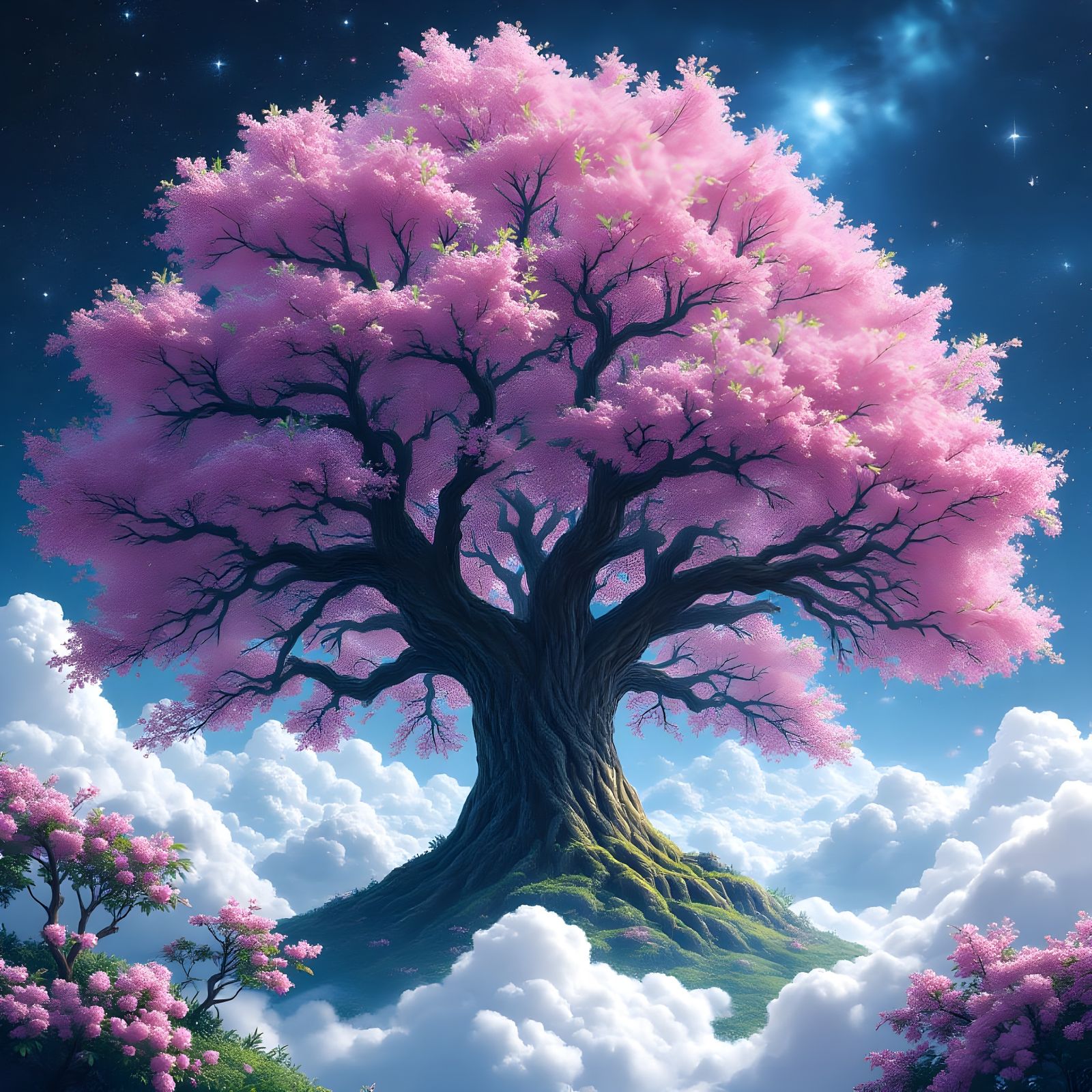 Colossal Cherry Tree Above the Clouds