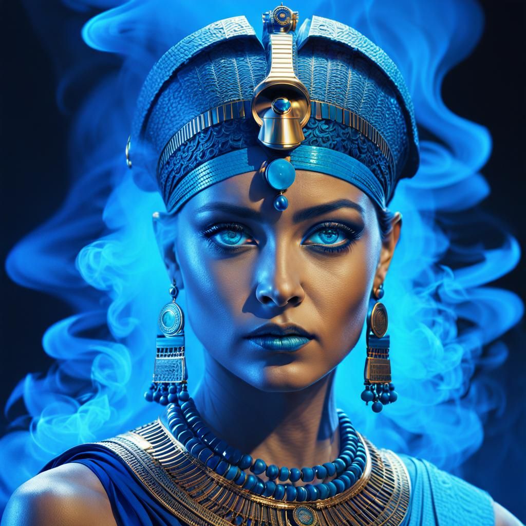 Digital Cleopatra with Luminescent Blue Edges