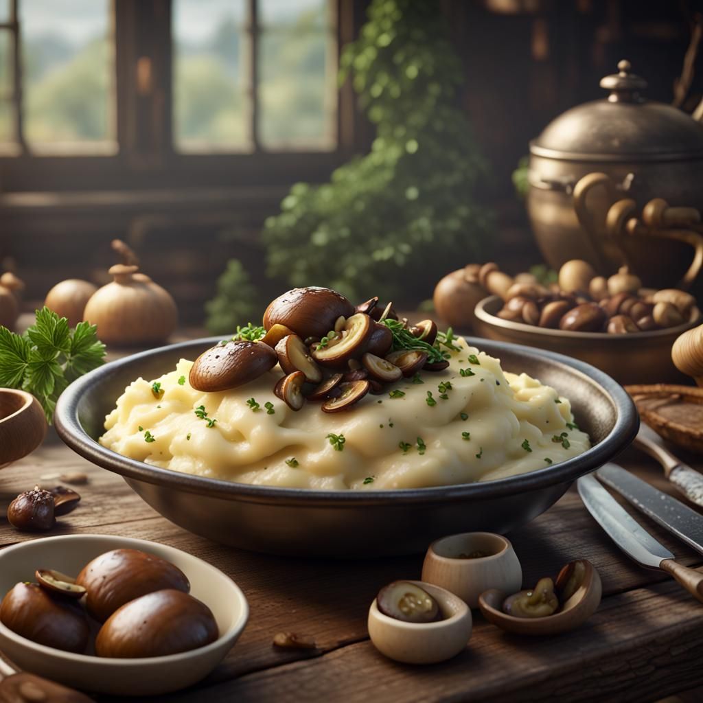 Mashed Potatoes with Mushrooms in Rococo Style