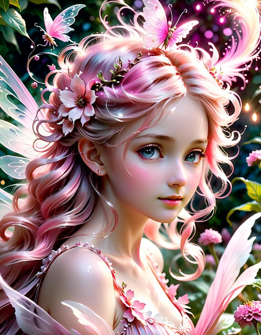 Delicate Fairy Portrait in Rococo Style