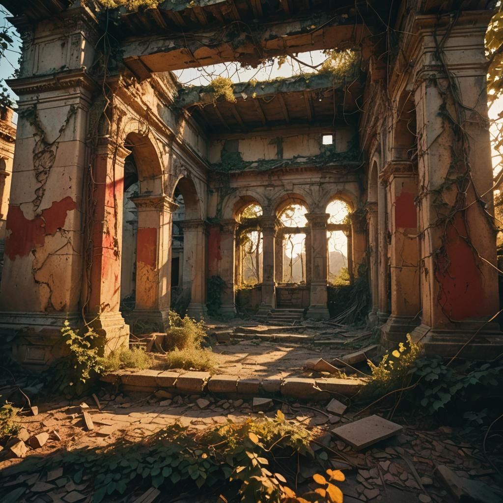 Abandoned Ancient Architecture in Cinematic Style