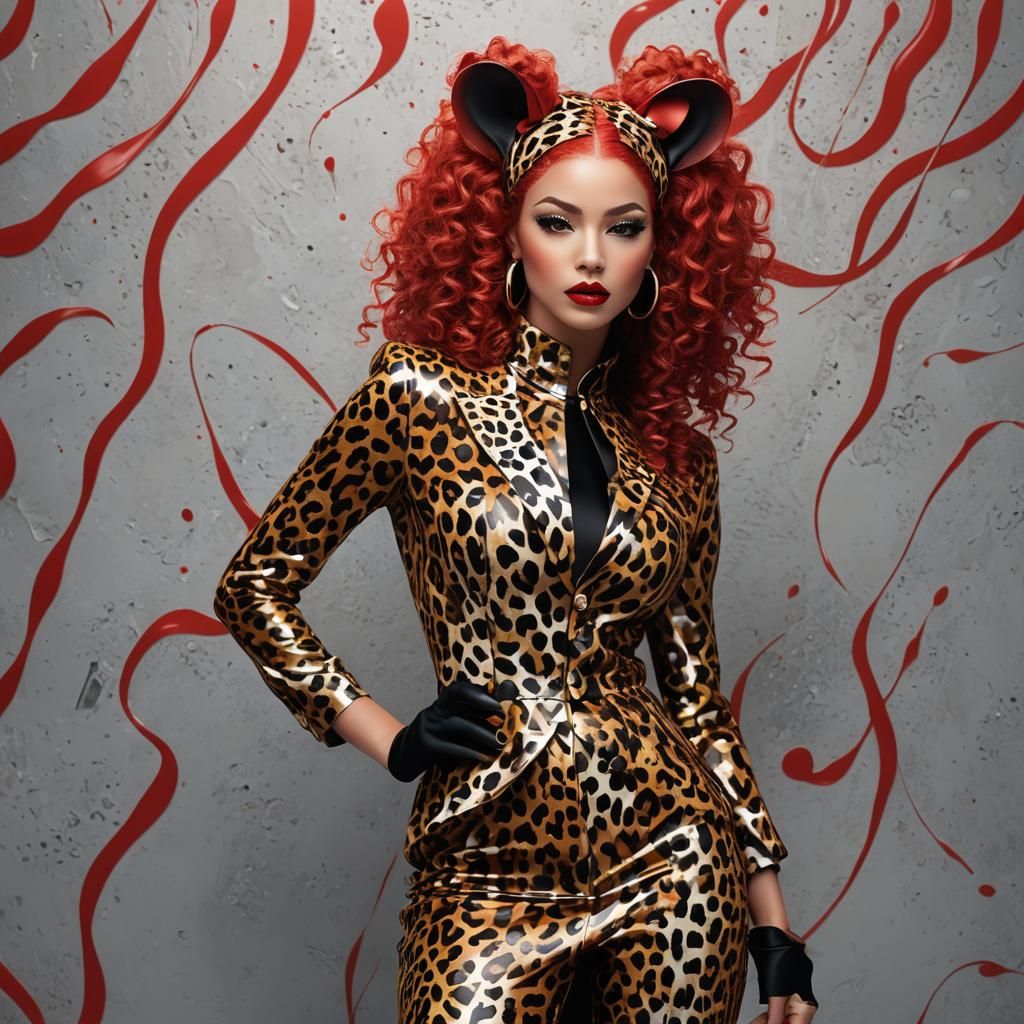 Leopard Woman in 3D Rendered Fashion Art