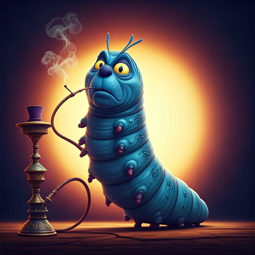 Caterpillar Smoking Hookah: 3D Digital Art