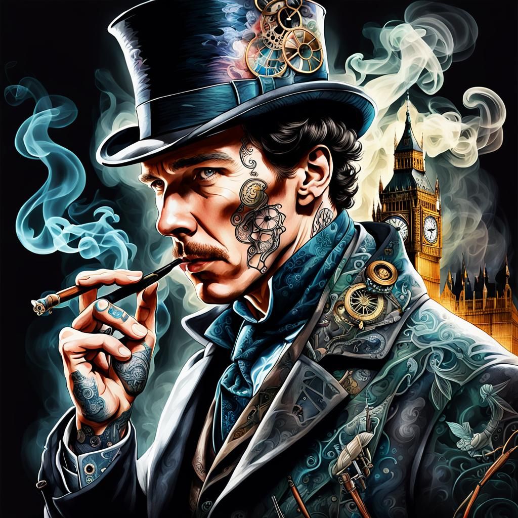 Sherlock Holmes Portrait with Steampunk Elements