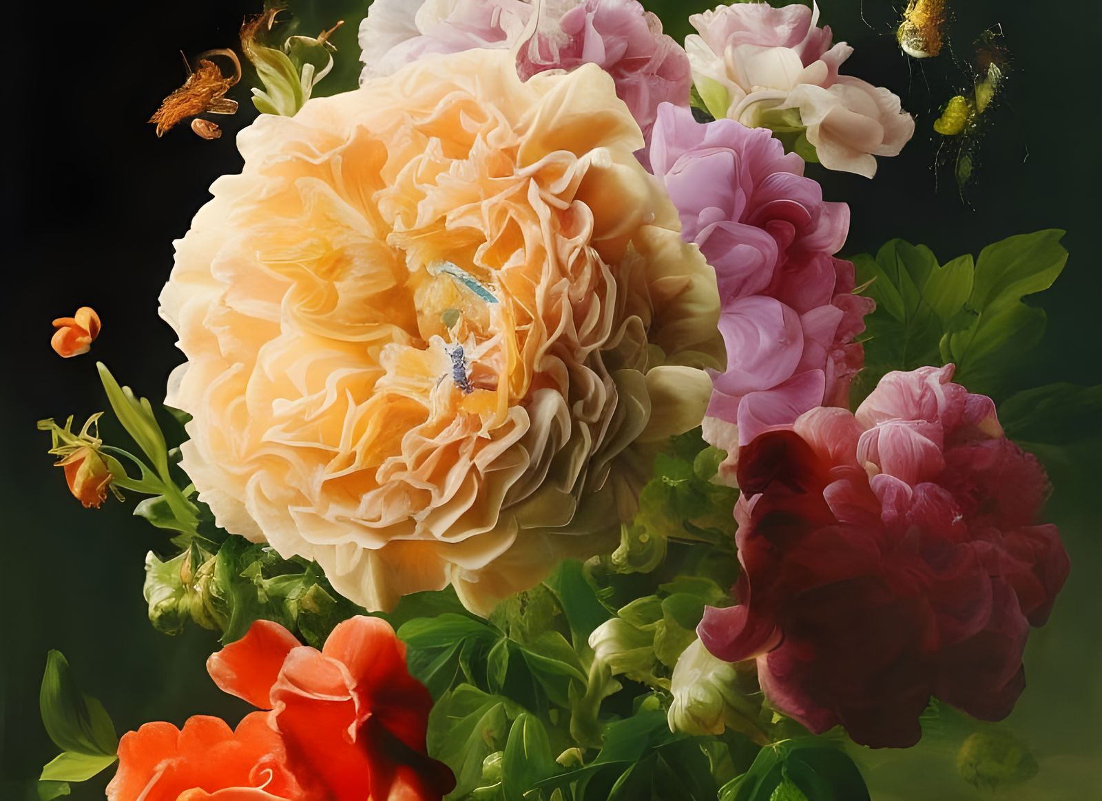 Insects on Yellow Rose: Hyperrealistic Digital Art