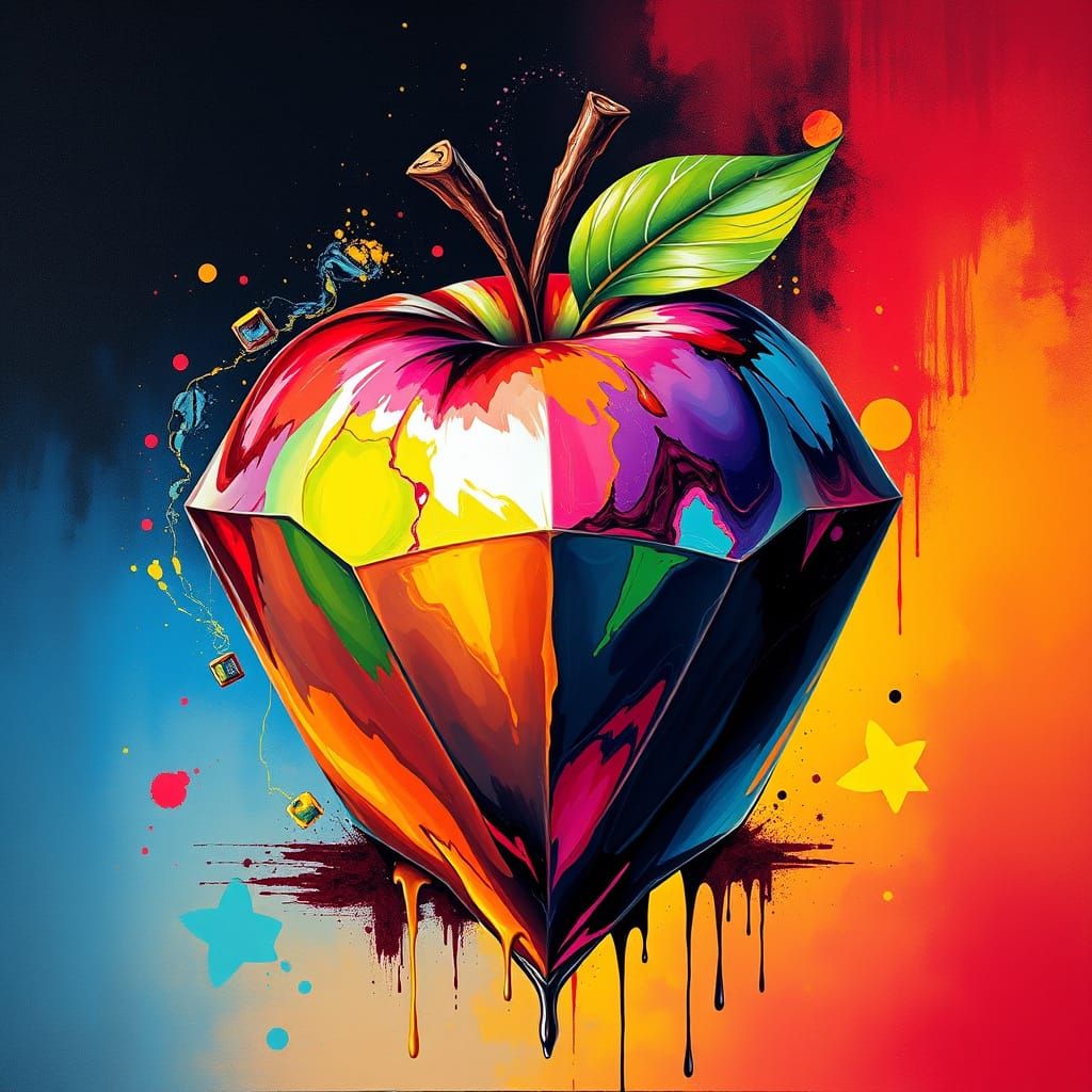 Vibrant Diamond Apple in Kaleidoscope of Colors
