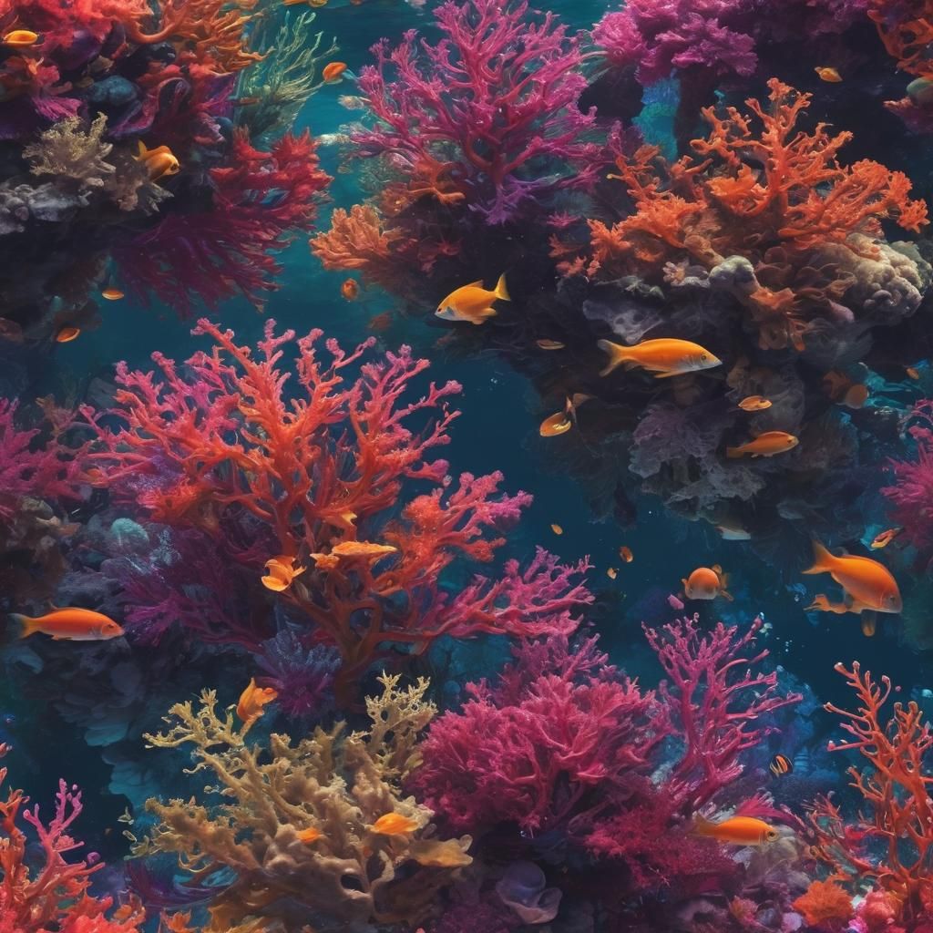 Cosmic Swimmer in Bioluminescent Coral Reef