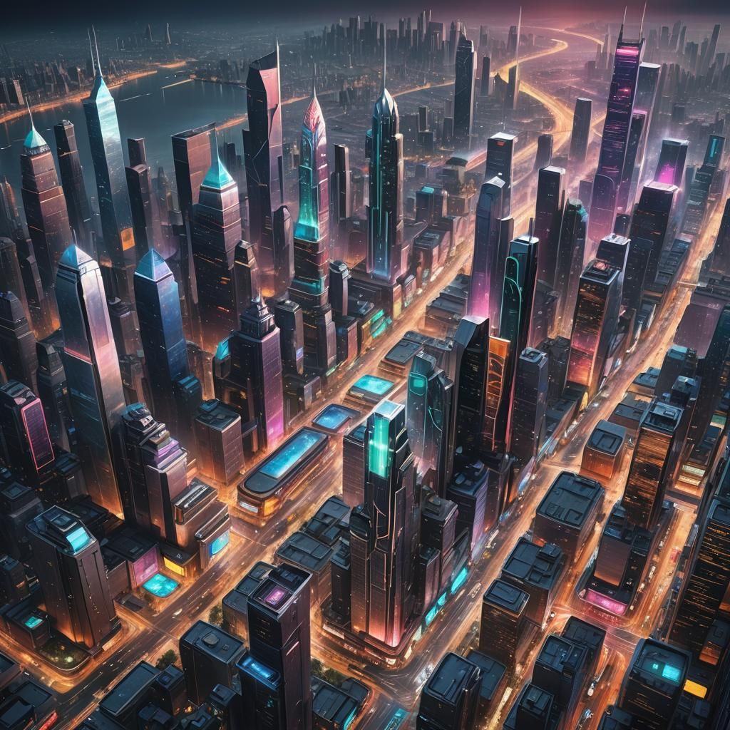 Futuristic Metropolis with Holographic Billboards