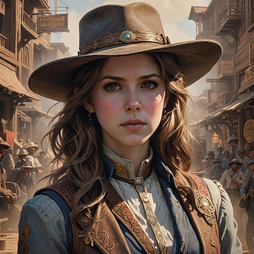Anna Kendrick as Gunslinger in Old West Portrait