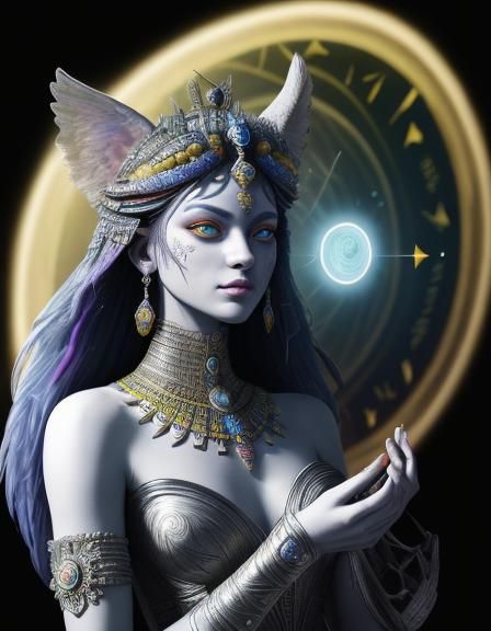 Dog and Cat at Rainbow Bridge in Spacecore Style