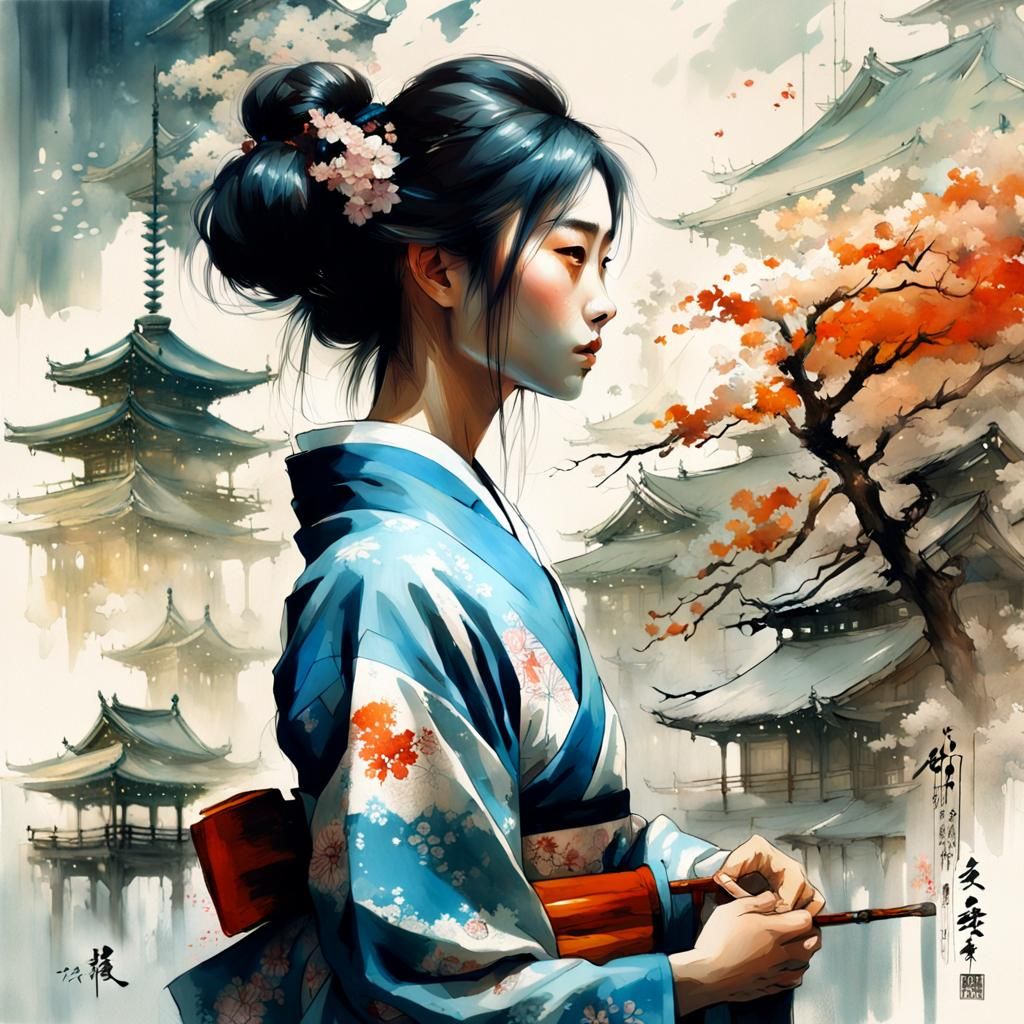 Maid Yukata Calligraphy