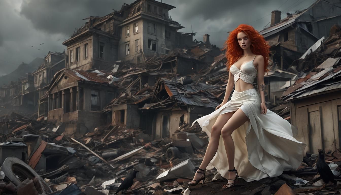 Tattooed Bride in Ruins: Cinematic 3D Game Art