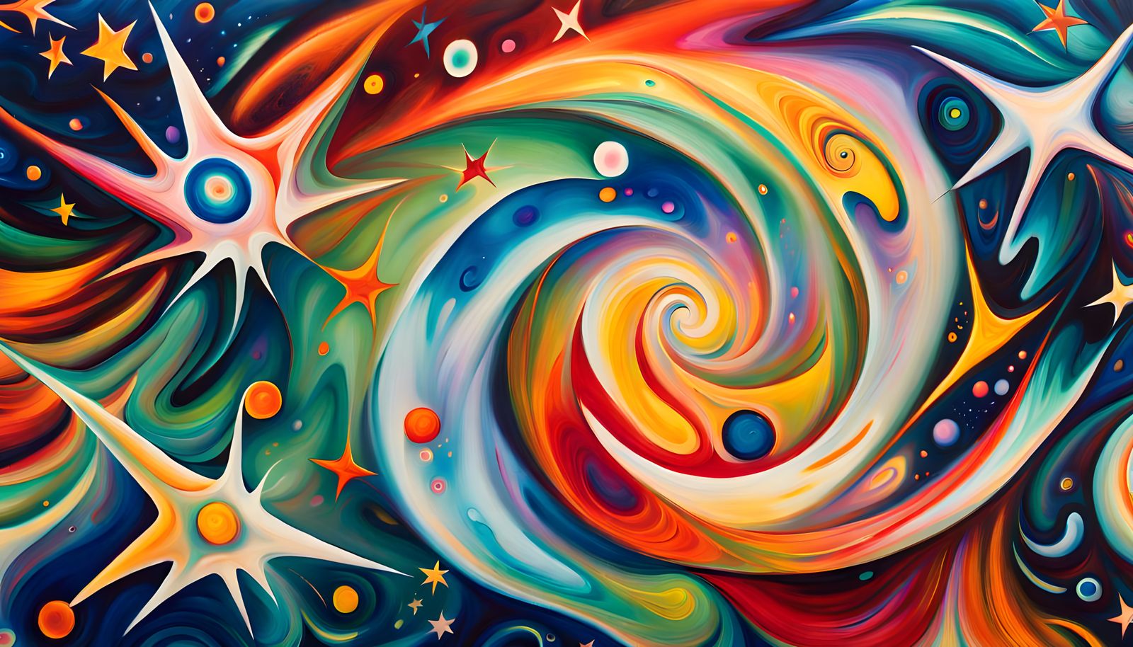 Iridescent Star Cluster in Abstract Expressionist Style