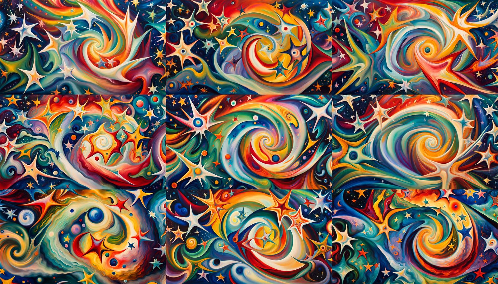 Cosmic Energy Creates Iridescent Star Cluster in Abstract Ex...