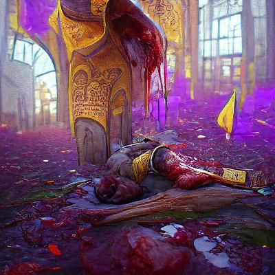 Dark Fantasy: Bloody Hammer Scene in Art Nouveau Style