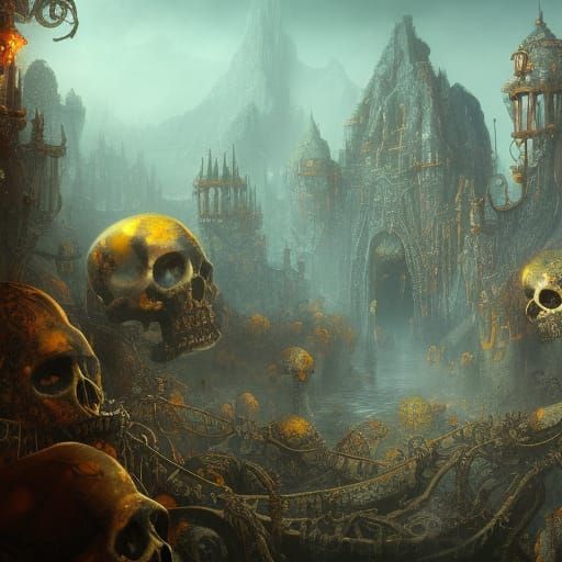 Fantastical Skulls Floating in Bubbles