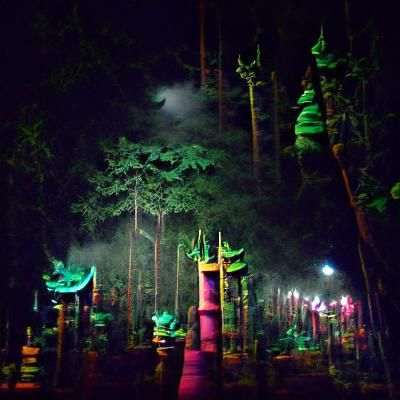 Eerie Night in a Dark Forest