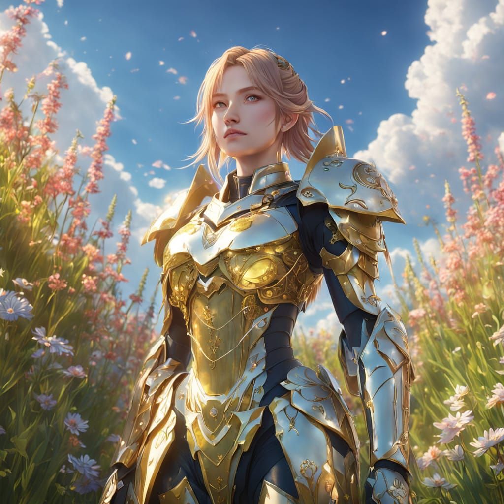 Golden Anime Goddess of Light