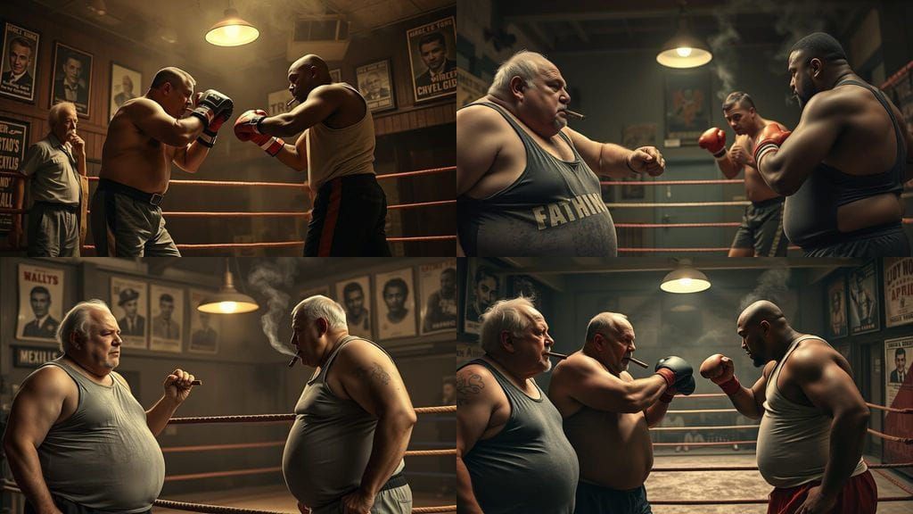 1920s Boxing Gym in Sepia Tone