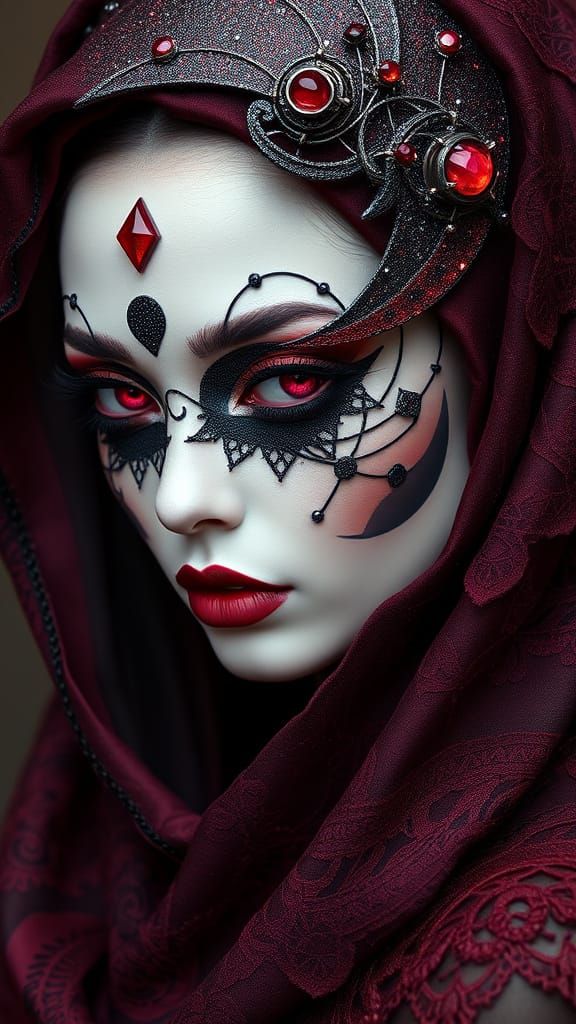 Gothic Moon Model in Avant-Garde Impasto Painting