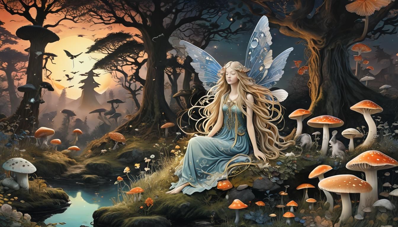 Mystical Creatures Collage at Sunset