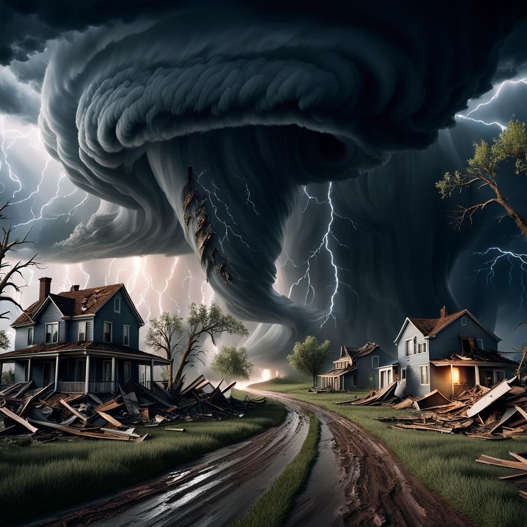 Tornado Devastation: A Dramatic 3D Render