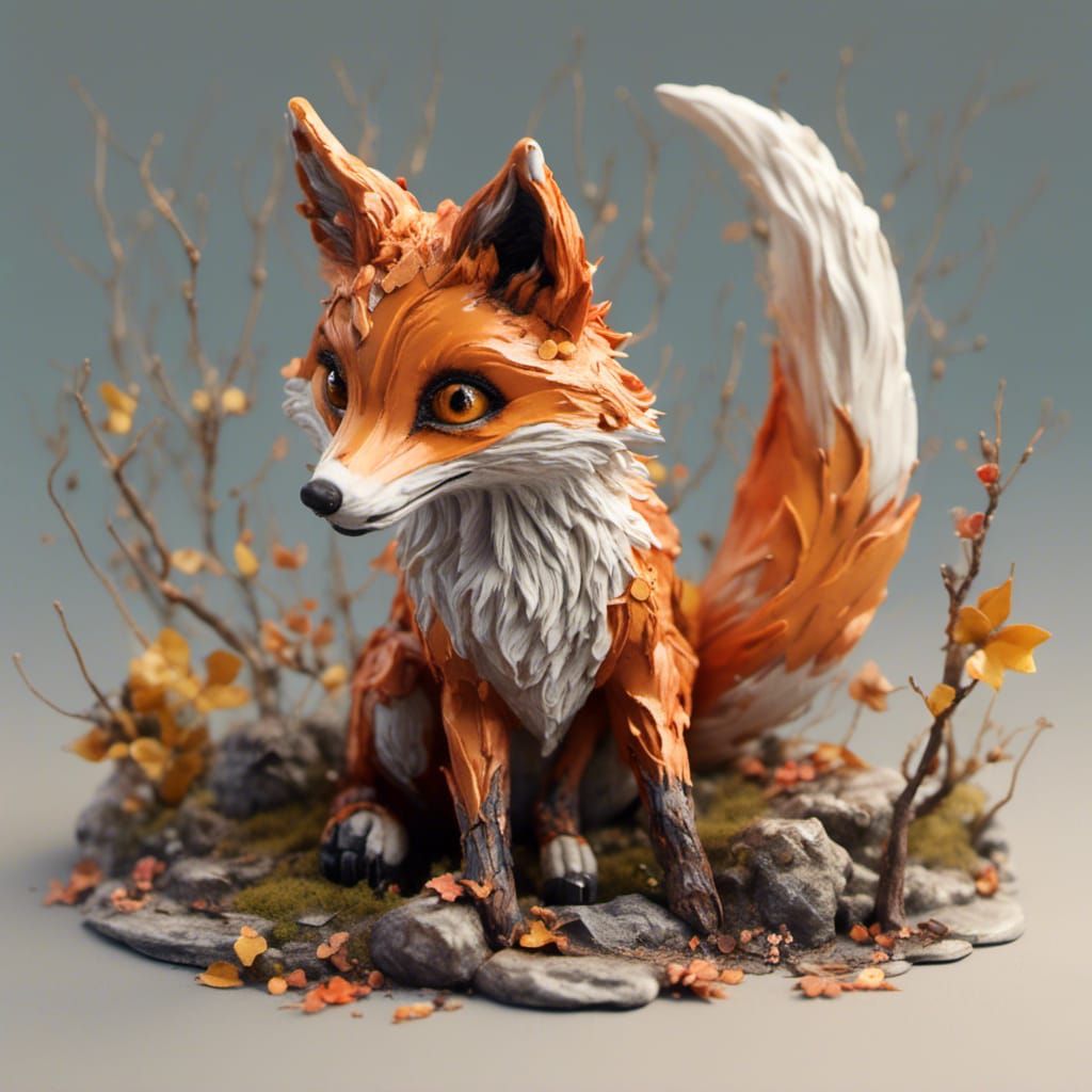 Hyperreal 3D Miniature Fox Paws with Depth