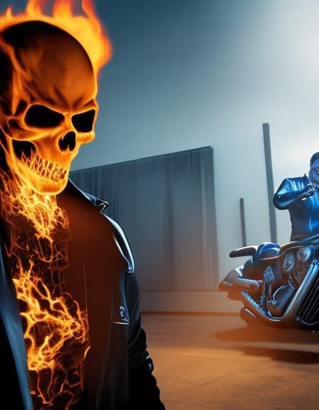 Ghost Rider Reflection in 3D Game Cinematic Style