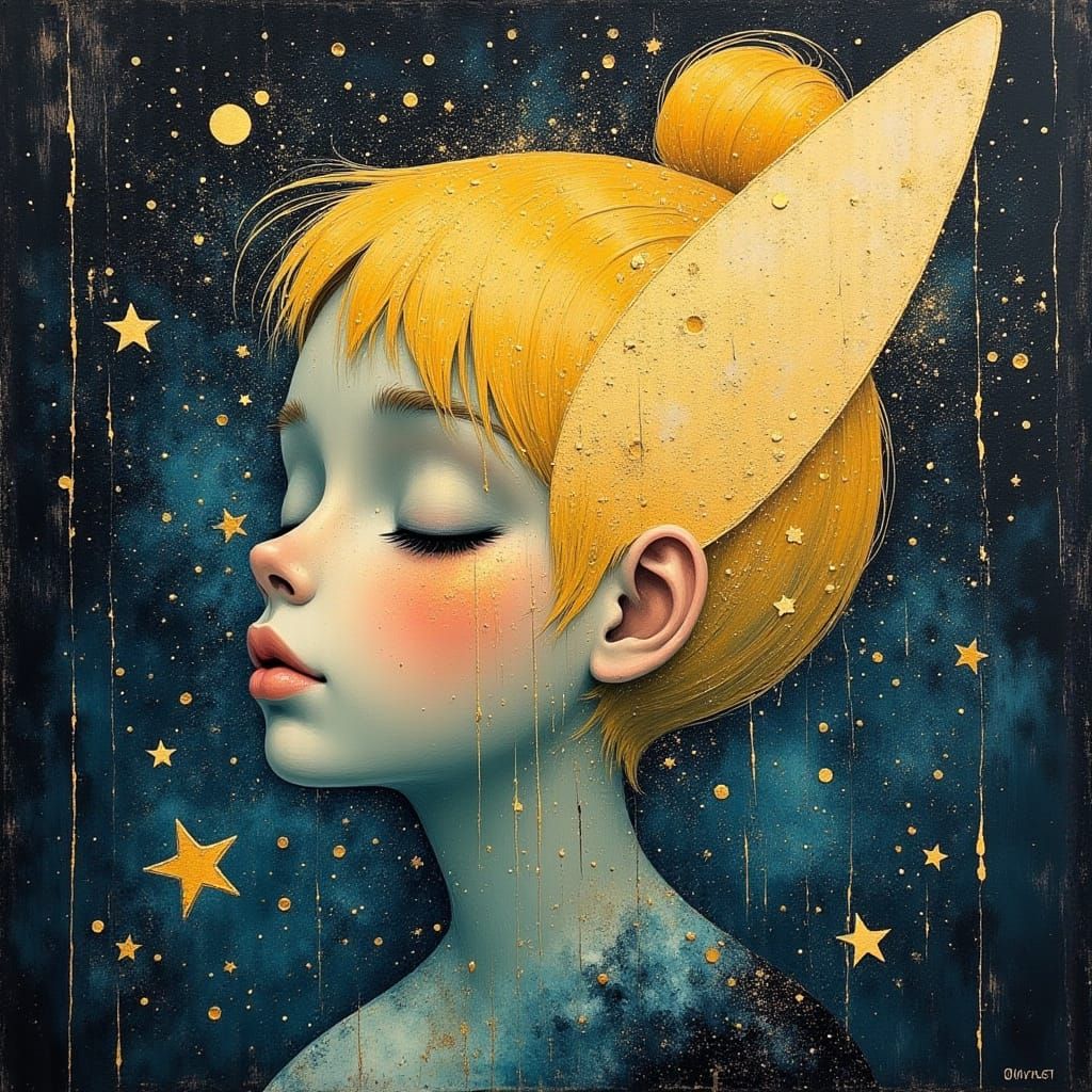 Tinkerbell Profile Portrait Dreaming of Stars