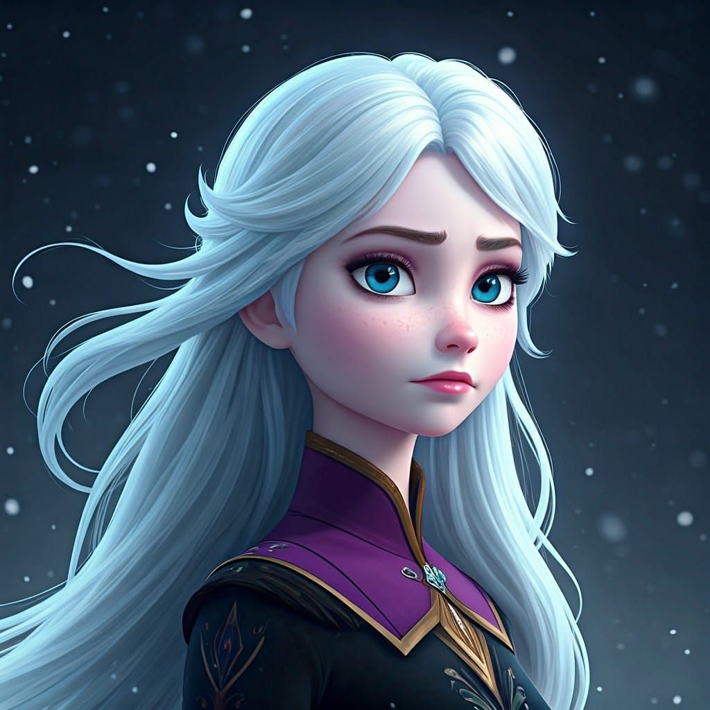 Ice Queen in Frozen Blizzard Landscape