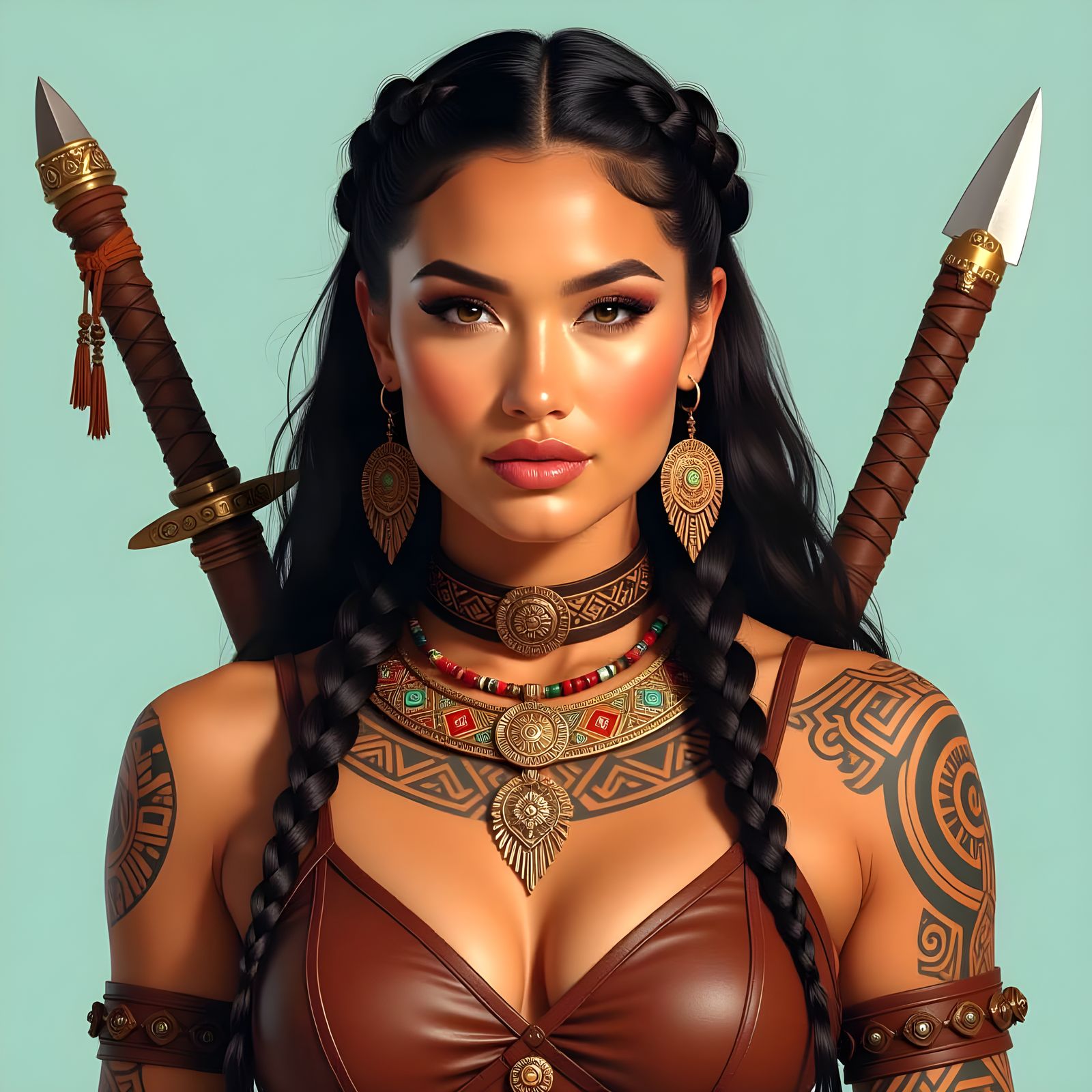 Hyperrealistic Maori Warrior Woman