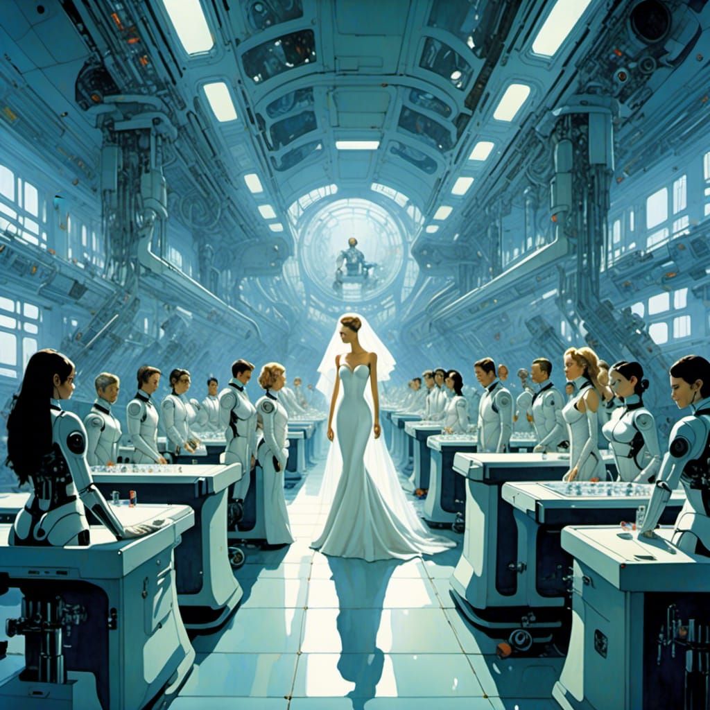 Android Wedding in Futuristic Laboratory