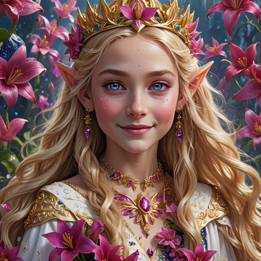 Golden-Haired Elven Child in a Fantasy Matte Painting