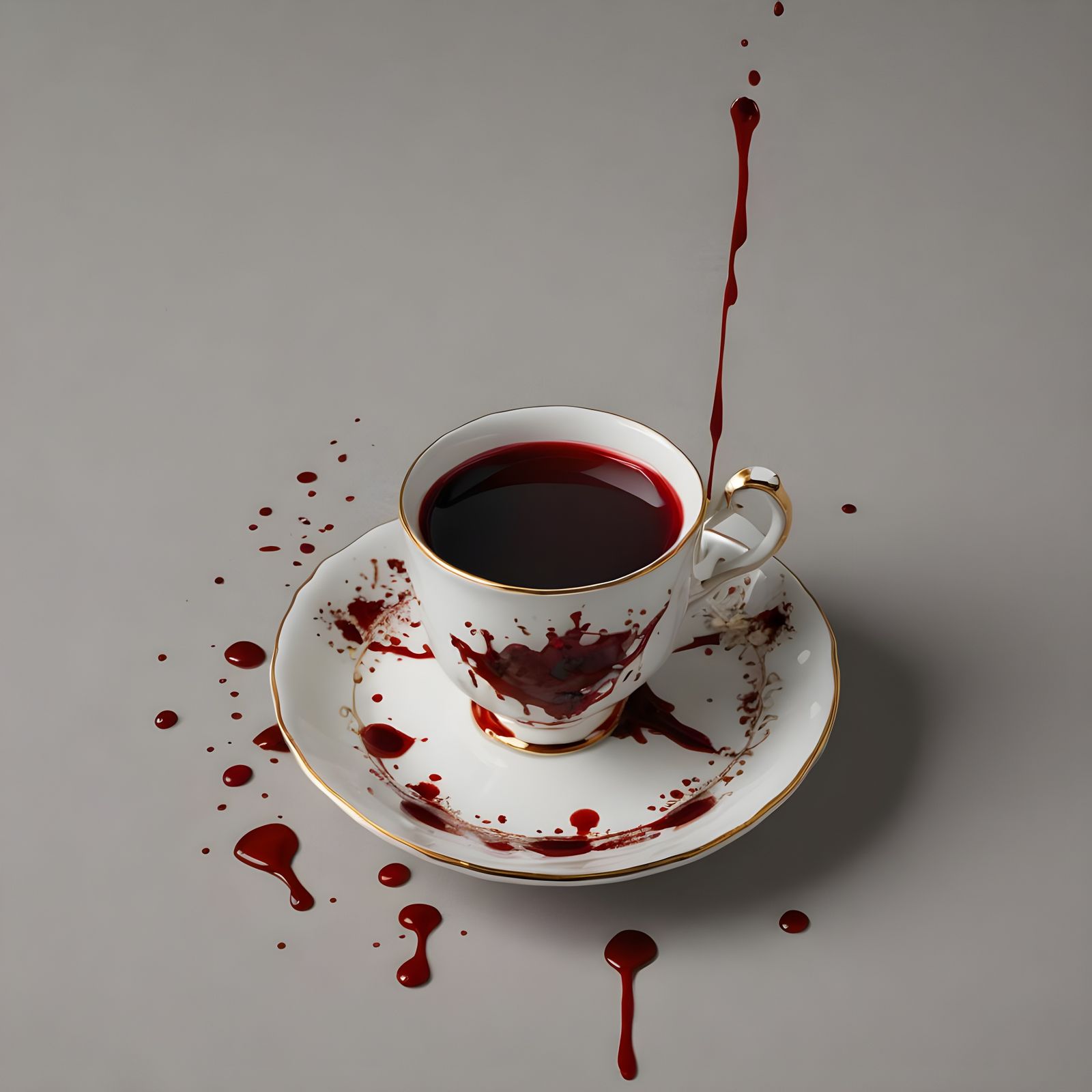 Teacup Filled with Blood: A Macabre Still Life