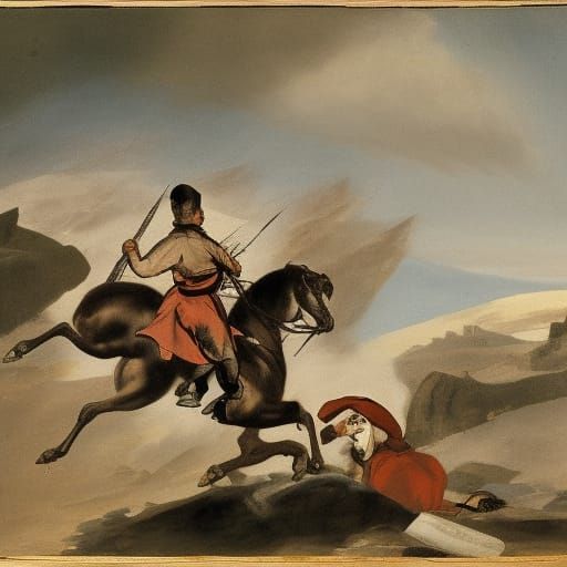 Palmyra Ruins Devastate Landscape: Romantic Era Painting