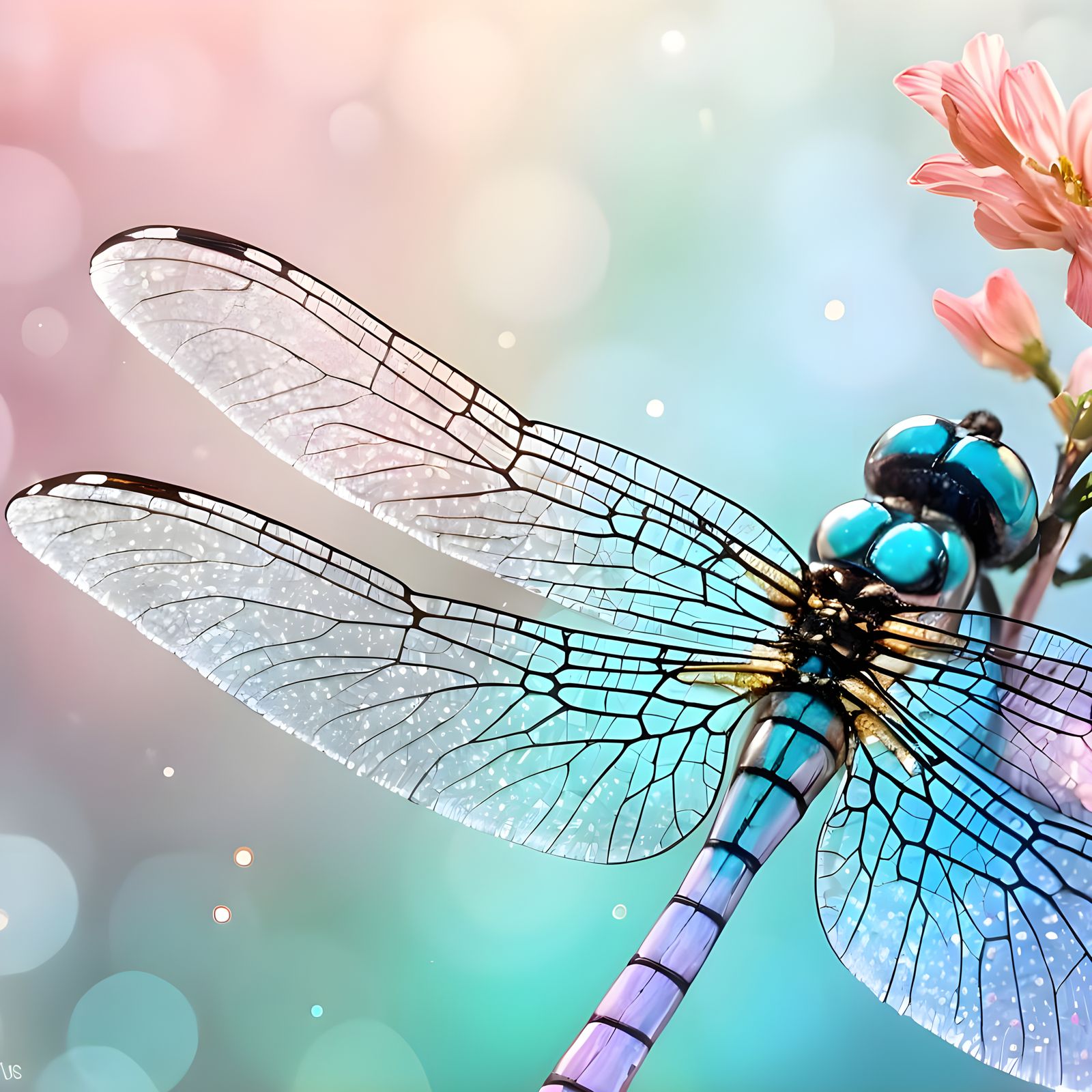 Shimmering Dragonfly Wing Macro in Pastel Colors