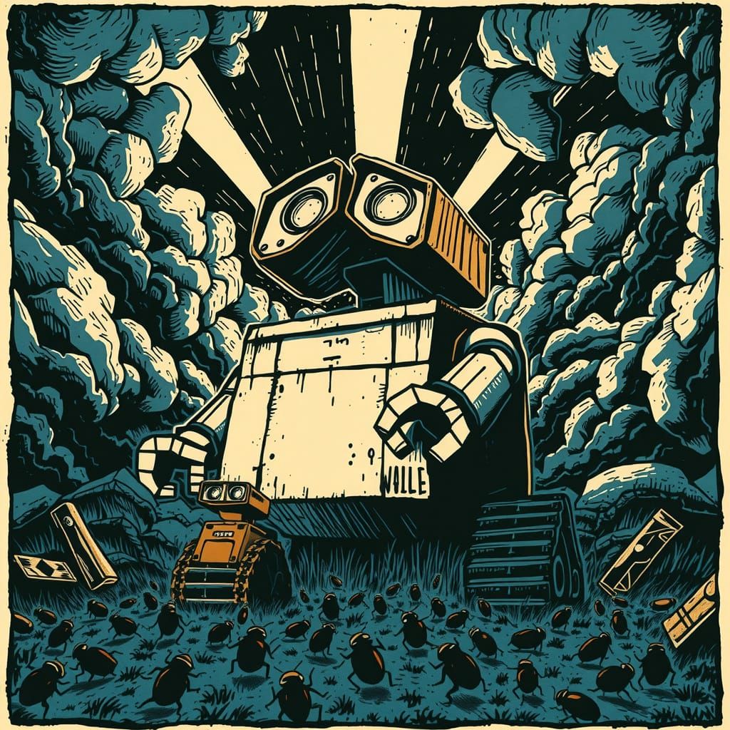 Glowing Monstrosity Radiates Hunger in a Polluted Landscape