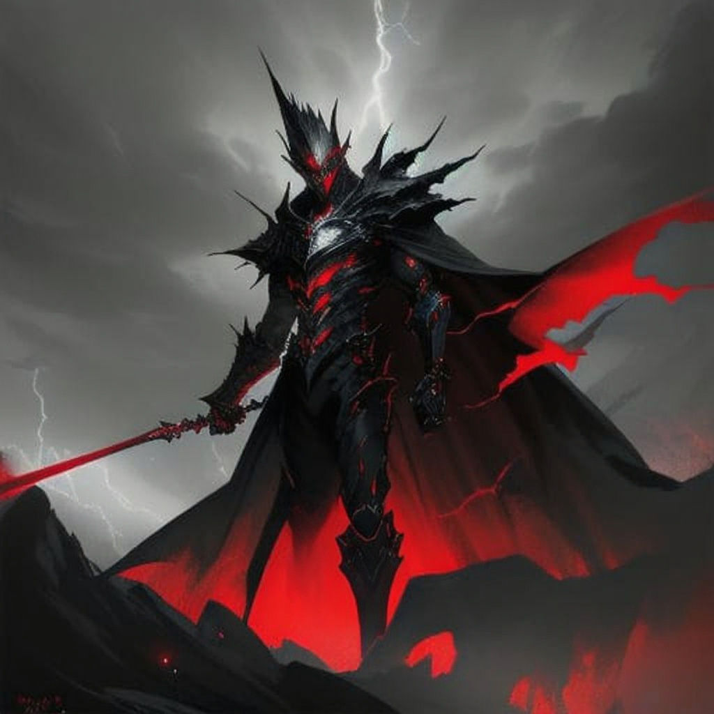 Intimidating Villain in Futuristic Armor on Cliff