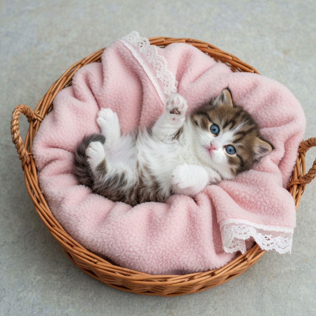 Fluffy Kitten in Wicker Basket as Rothko Painting