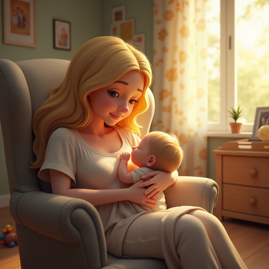 Young Mother and Child in Loving Embrace