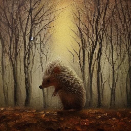Hedgehog Exclaims 'Pooh' in Russian Realism Style