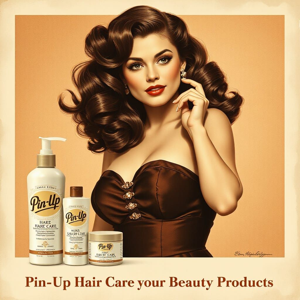 Vintage Pin-Up Beauty with Luscious Curly Hair