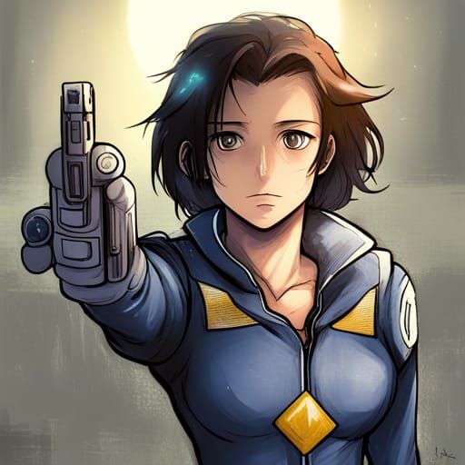 Anime Style Female Vault Dweller Illustration