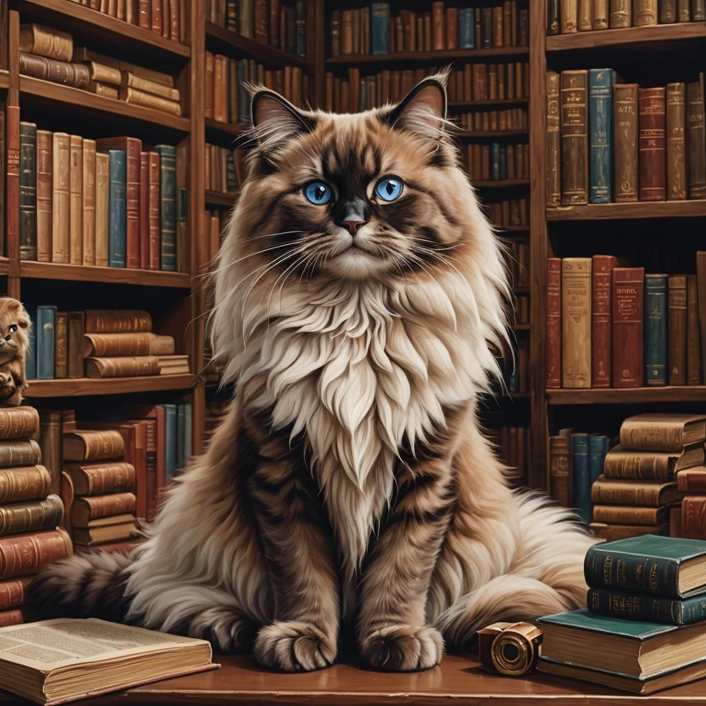 Ragdoll Cat and Kitten Portrait in Eric Dowdle Style