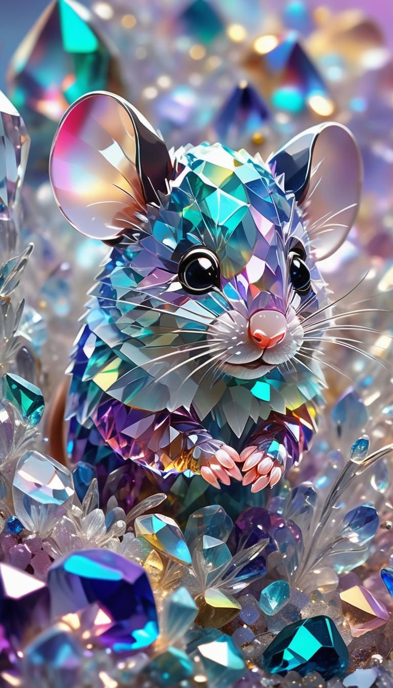 Gemstone Crystal Mouse: Shimmering New Age Art