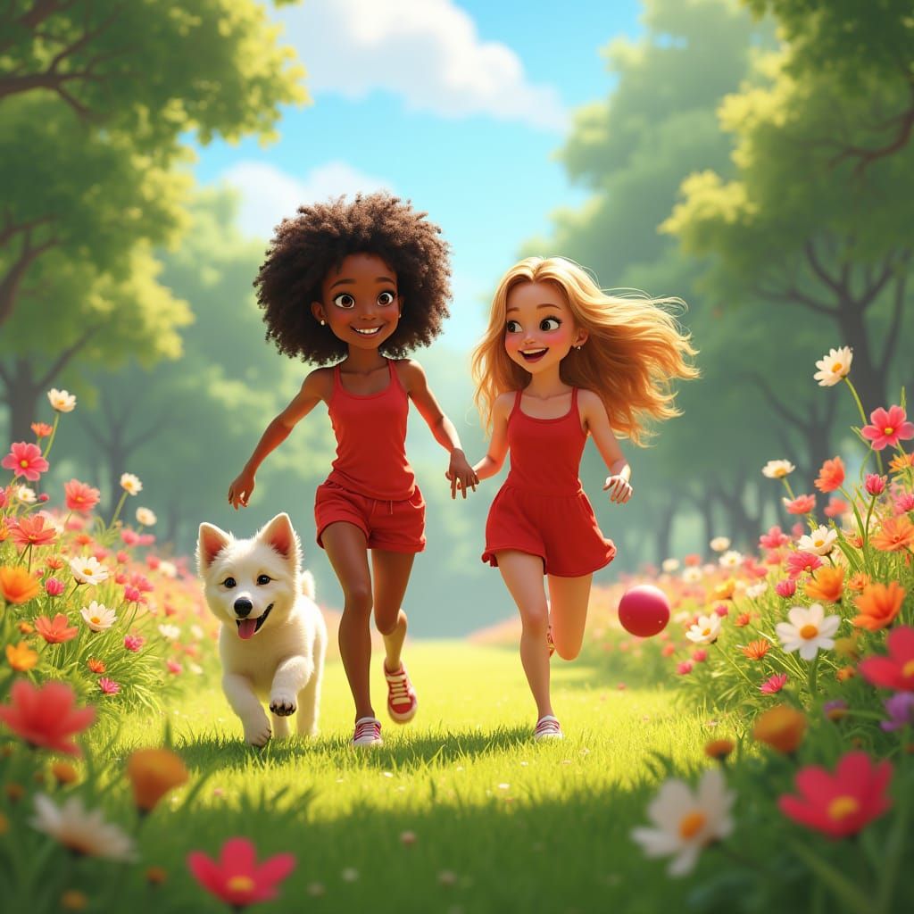 Colorful Park Adventure in Vibrant Style